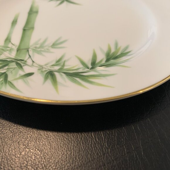 6 Noritake Toki Kaisha Dessert Luncheon Plates Green Bamboo 7.5" Japan Vintage - Picture 5 of 8